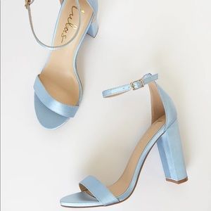 Lulus Taylor Baby Blue Satin Ankle Strap Heels